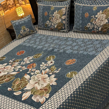 4Pc Velvet Jaquard Bedsheet |King Size | Velvet Jaquard