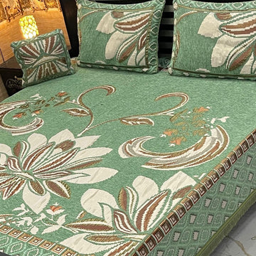 4Pc Velvet Jaquard Bedsheet |King Size | Velvet Jaquard Pista Booti