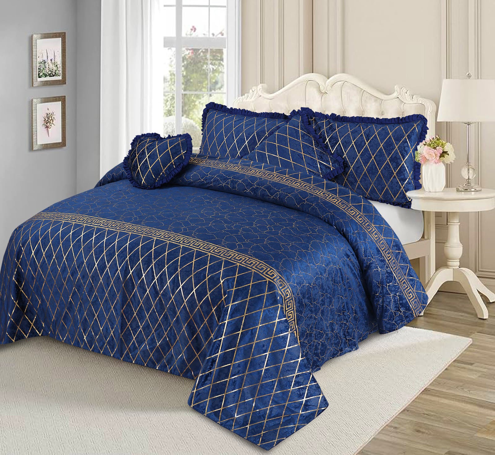 VELVET 5 PCS TEXTURE VERSACE BEDSHEET SET