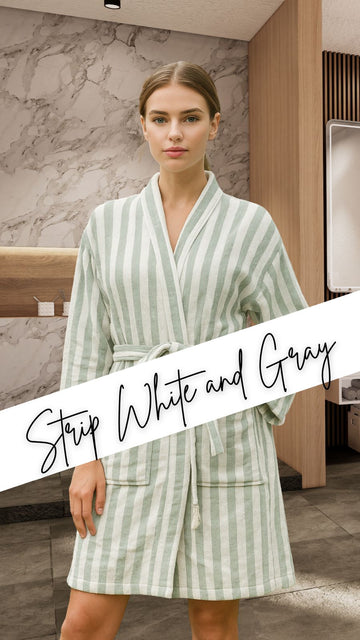 Elegant Cold Striped Bathrobe | Refreshing Green & Blue Hues