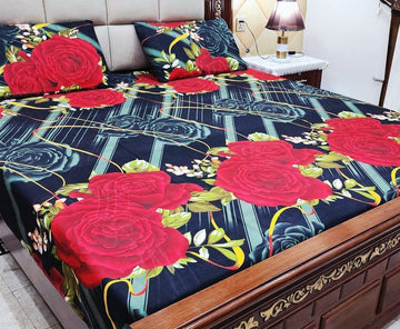 Crystal Cotton Bedsheet |3 Pcs Bedsheet Set | Colour And Stuff 100% Guarantee