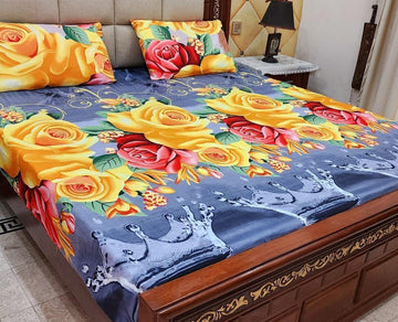 Crystal Cotton Bedsheet |3 Pcs Bedsheet Set | Colour And Stuff 100% Guaranteed