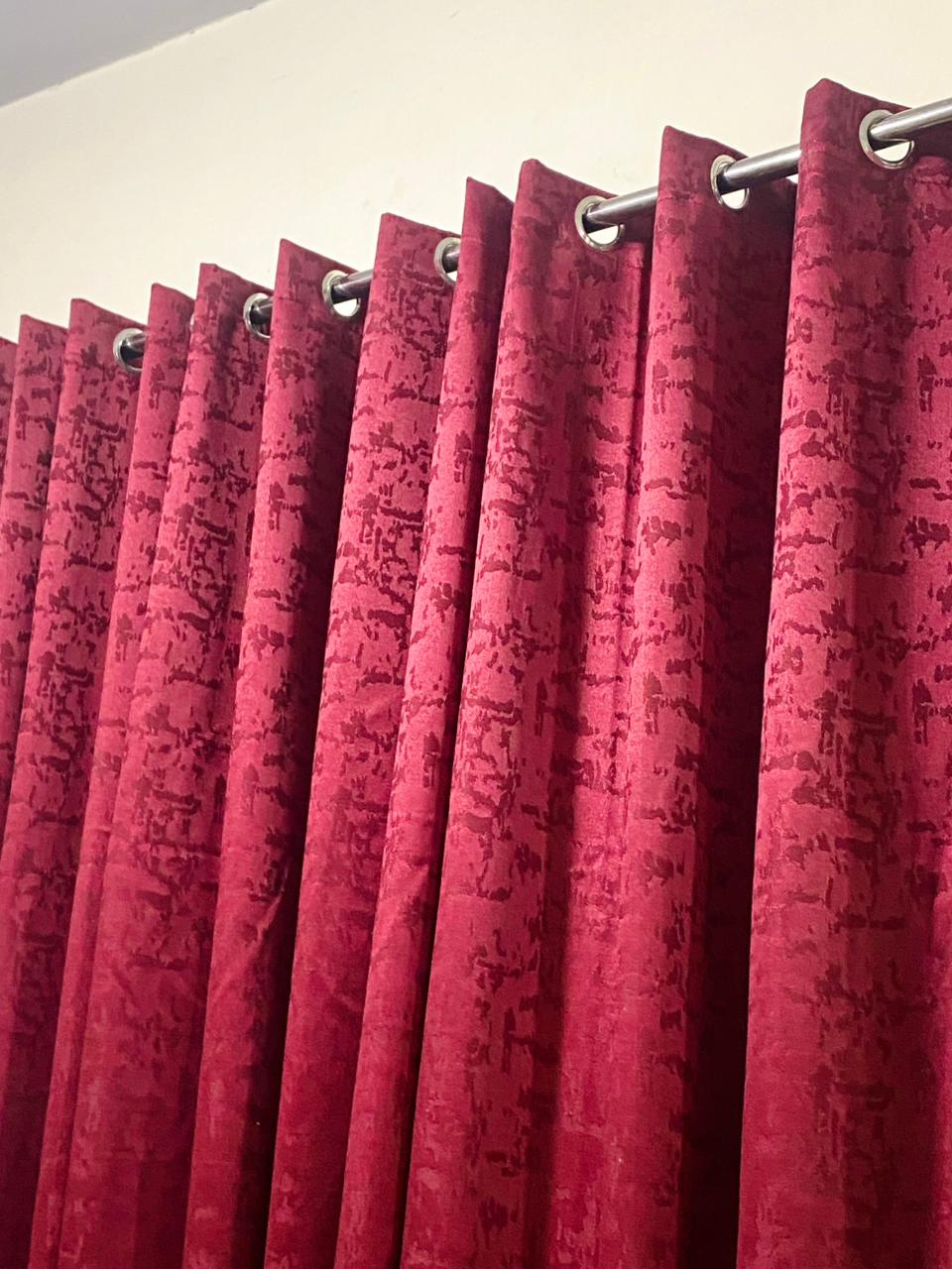✨ EXPORT PLAIN JUMBO -SELF SHADED JACKARD CURTAINS✨Red Meron