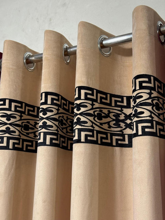 ⚜️ Velvet  Executive Curtain - Skin Top border aplic design✨