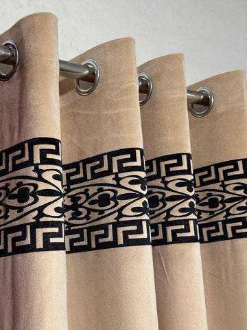 ⚜️ Velvet  Executive Curtain - Skin Top border aplic design✨