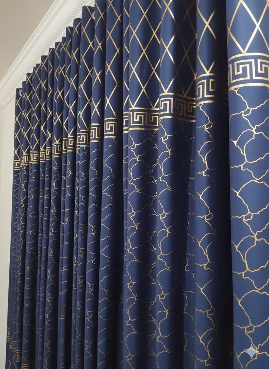 ✨ Velvet Curtain – Laser Design ✨(Ultra Soft)Blue