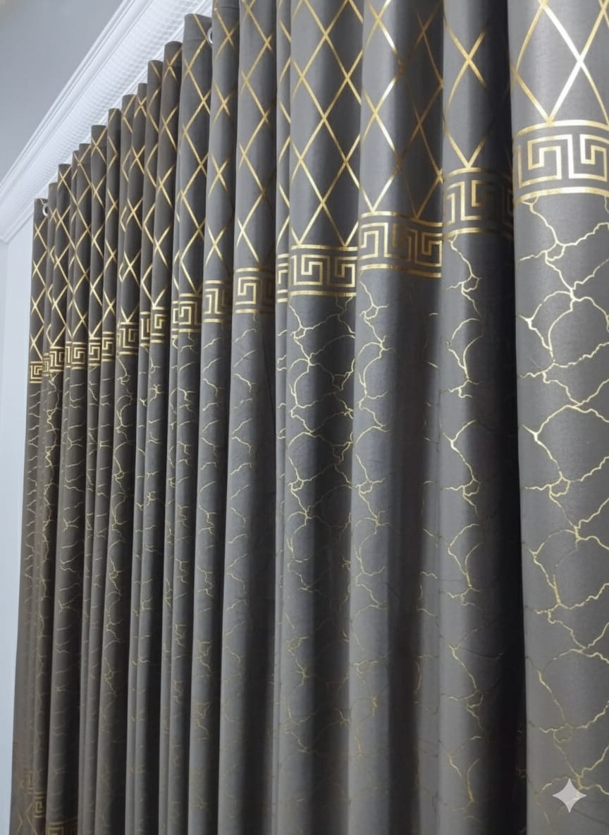 ✨ Velvet Curtain – Laser Design ✨(Ultra Soft)Silver Grat