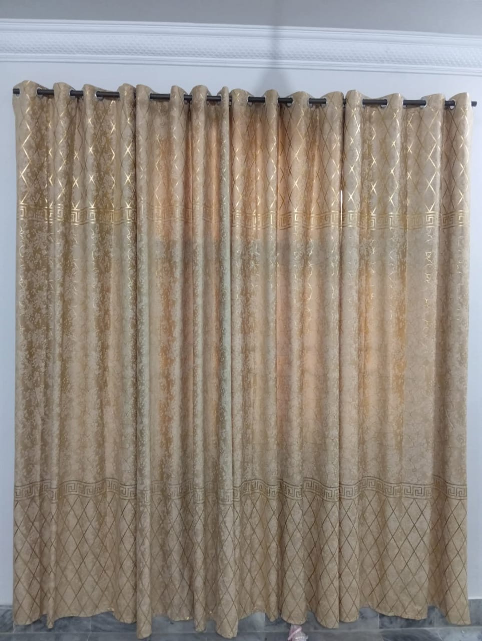 ✨ Velvet Curtain – Laser Design ✨(Ultra Soft)Golden