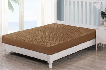 QUILTED WATERPROOF MATTRESS PROTECTOR-BROWN