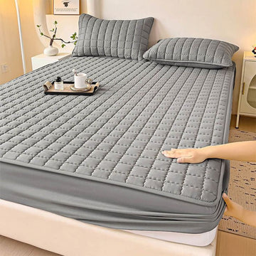 QUILTED WATERPROOF MATTRESS PROTECTOR-Silver