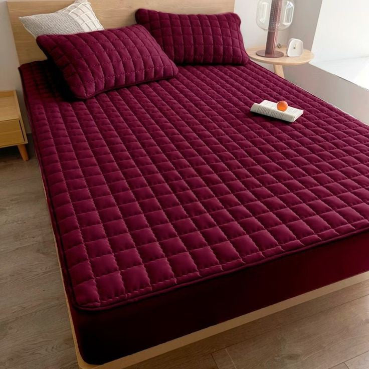 QUILTED WATERPROOF MATTRESS PROTECTOR-Dark Meroon
