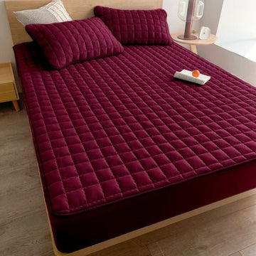 QUILTED WATERPROOF MATTRESS PROTECTOR-Dark Meroon