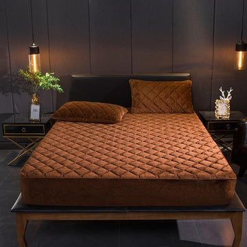 QUILTED WATERPROOF MATTRESS PROTECTOR-Light Brown