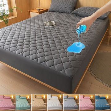 QUILTED WATERPROOF MATTRESS PROTECTOR-Grey