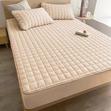 QUILTED WATERPROOF MATTRESS PROTECTOR-Beige