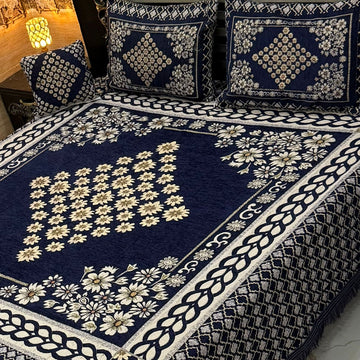 4Pc Velvet Jaquard Bedsheet |King Size | Velvet Jaquard|Nevy Centre star Motif