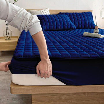 QUILTED WATERPROOF MATTRESS PROTECTOR-Blue